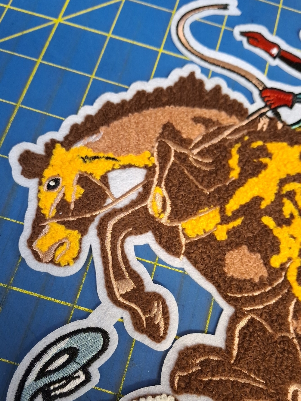Cowboy Bronco Horse Western Rodeo Bull 11" Patch New - Picture 4 of 5